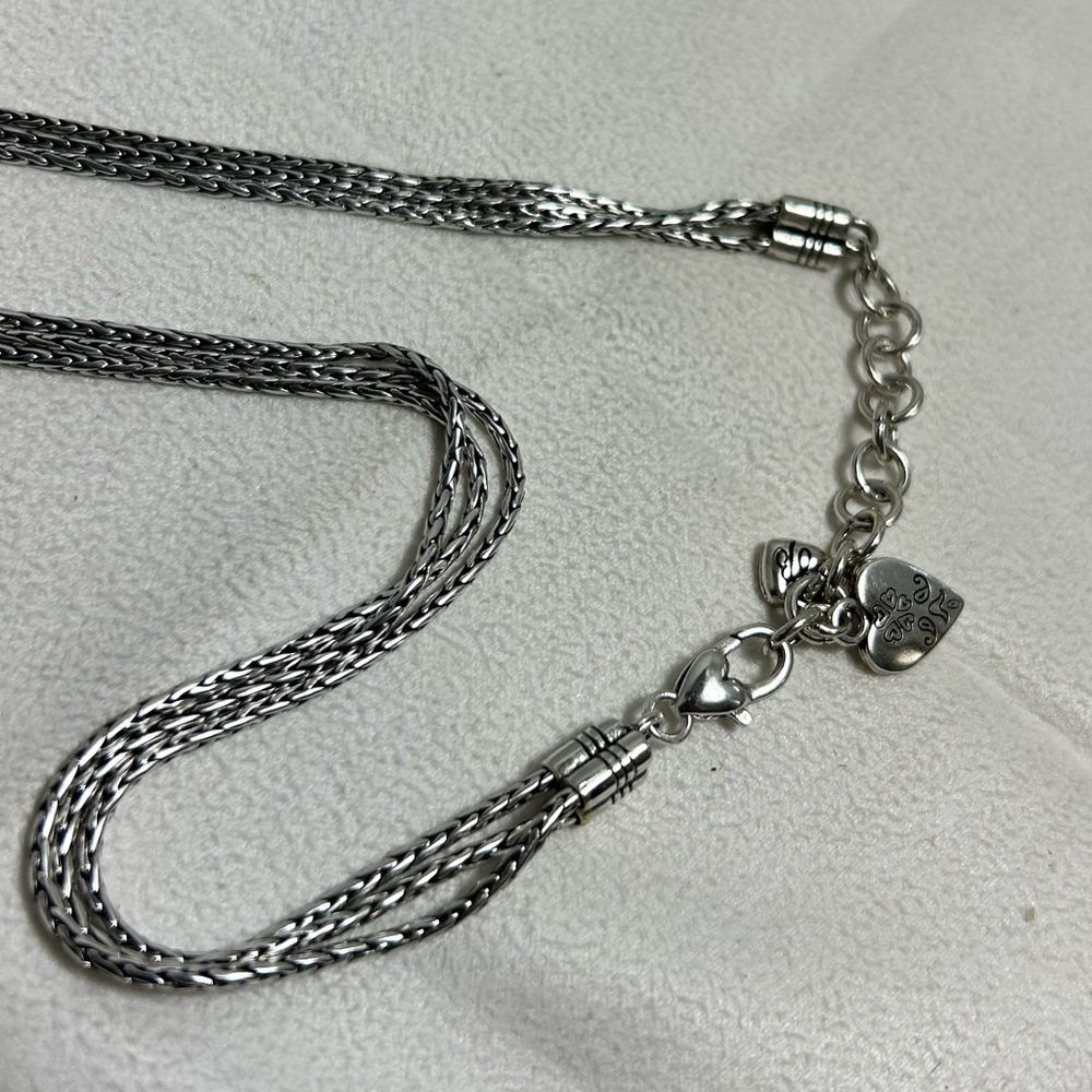 Brighton French Quarter Ophelia Heart Necklace Silver Plated 17” Triple Chain - Picture 8 of 16